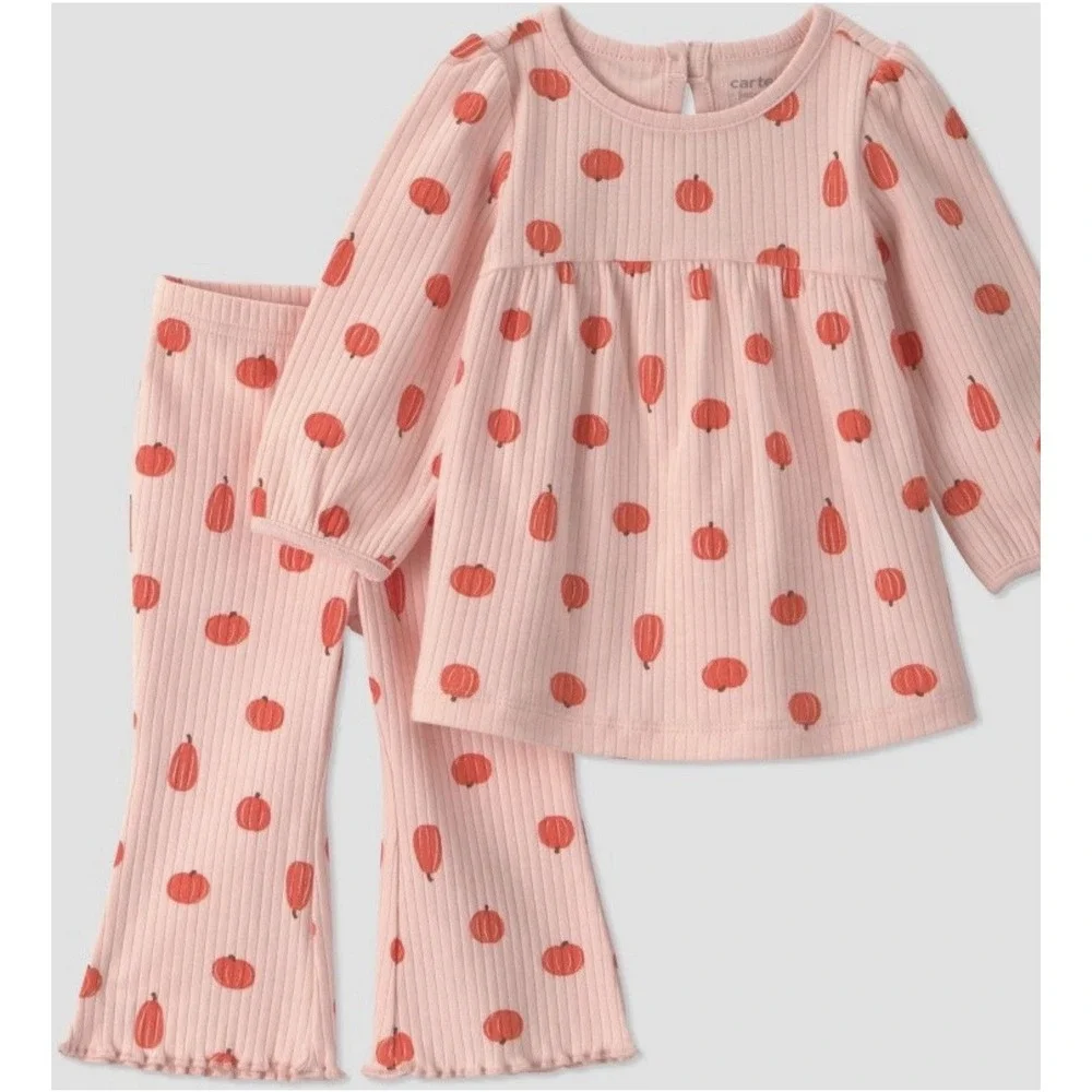 Carter's Just One You Baby Girls 2pc Long Sleeve Tunic & Flare Pants Set Sz 6m